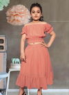 Pink Colour Latest Fancy Western Type Two Pis Top and skirts Stone Butty important Kids Wear Collection Zeel 03